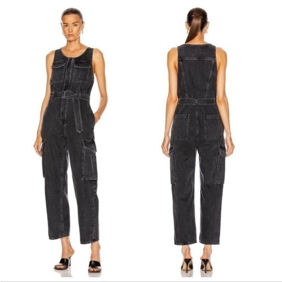 Agolde Jumpsuit Elin Utility Sleeveless Belted in Faded Black
